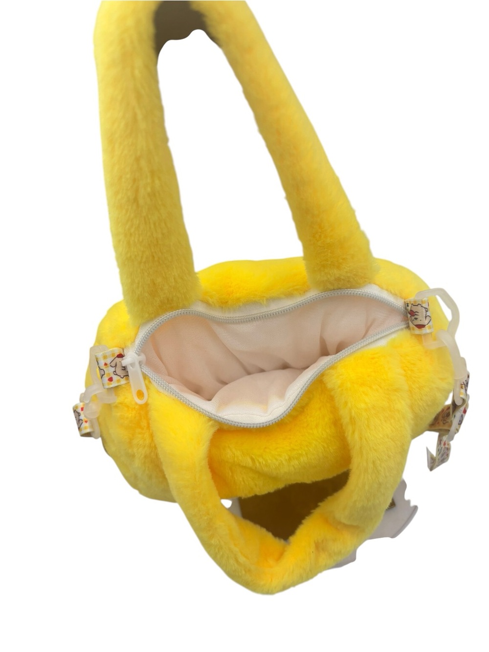 Sanrio Pompurin Plush Fuzzy Mini Tote Bag Yellow Kawaii Shoulder Purse - Picture 6 of 6